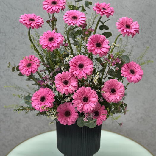 Vibrant Pink Gerbera Bouquet with Fresh Greenery   Delicate Filler Flowers