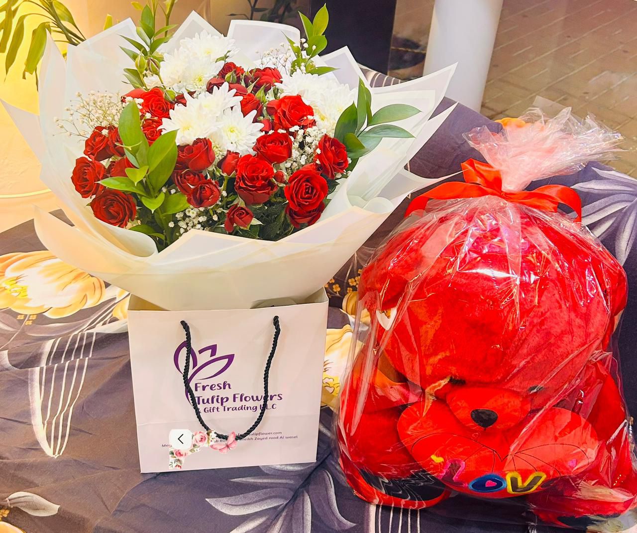 Flowers Bouquet With Teddy Bear