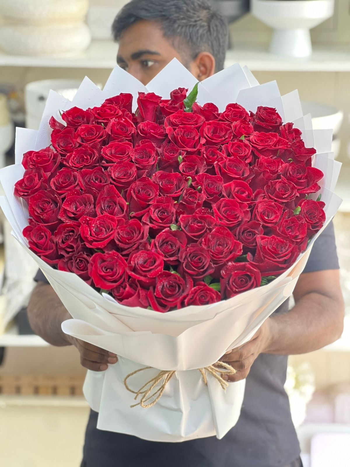 100 Pieces Red Roses Bouquet