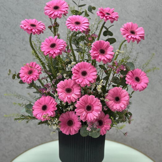 Elegant Pink Gerbera Bouquet with Greenery