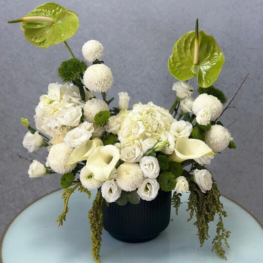 Graceful Green   White Elegance Floral Arrangement