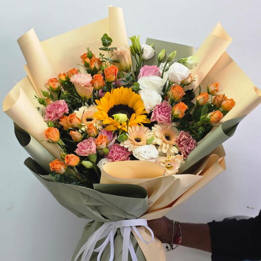 Bright mixed flower happiness bouquet