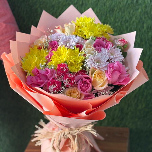 Charming Pink and Yellow Bouquet