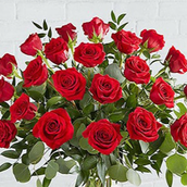 Beautiful 25 Red Roses In Glass Vase