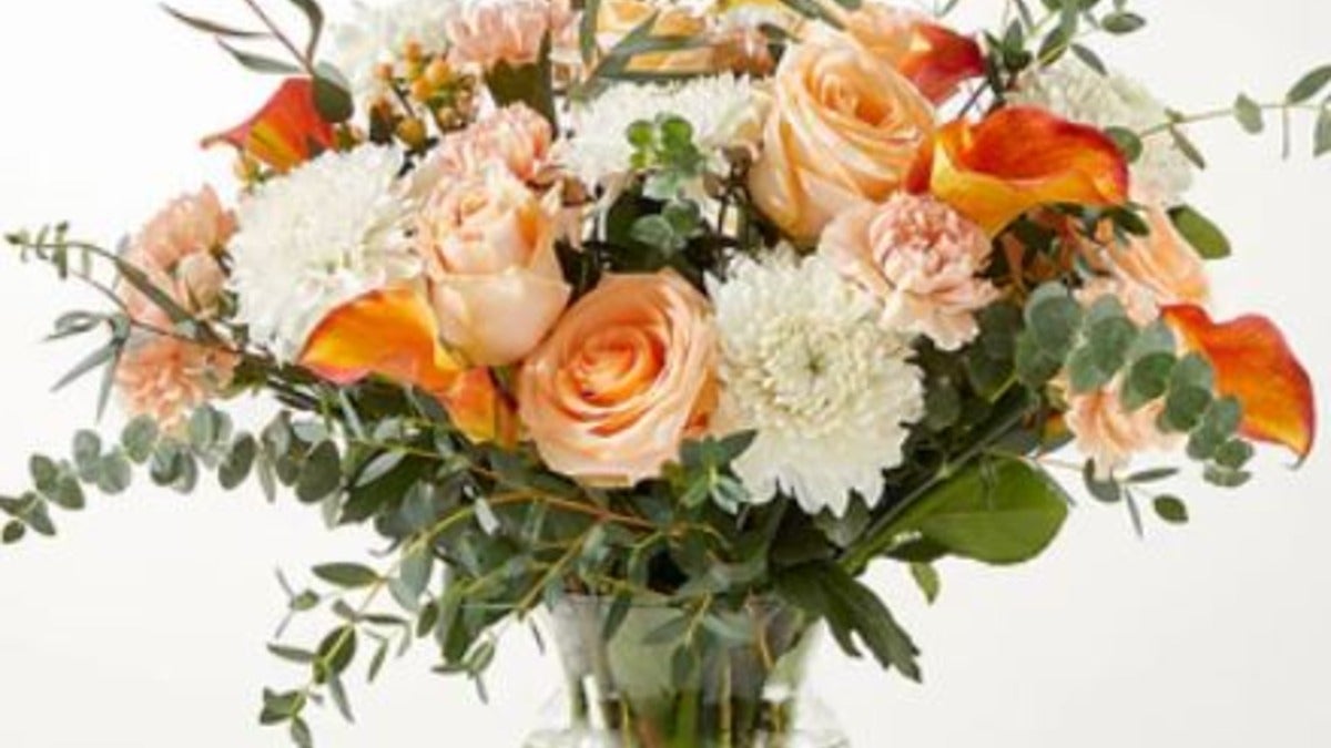 Orange Theme Glass Vase Arrangement